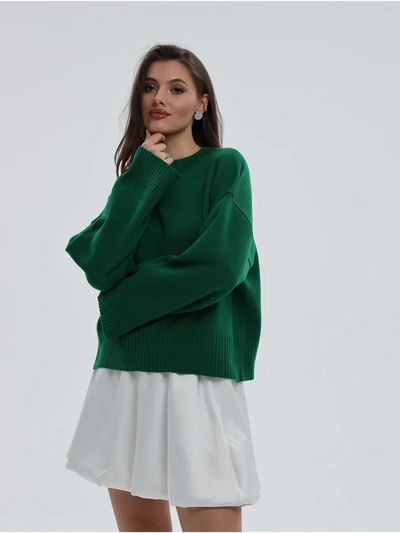 Emerald Sweater by Lauven, oversized knitwear in rich green, perfect for stylish fall and winter layering.